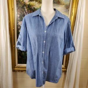 XL button down top adjustable sleeves Karen Scotts Petites